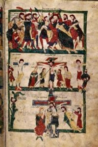 Figura 1: "Prendimiento de Jesús", Biblia de Ávila, segundo cuarto del siglo XII